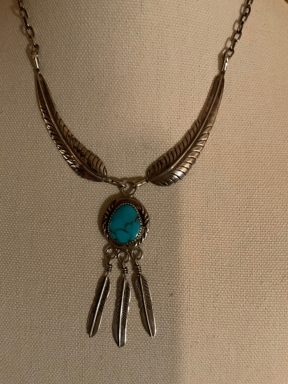 NECKLACE, Native American Turquoise and Sterling