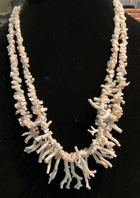 Native American Angel Skin Coral Necklace, Two Str