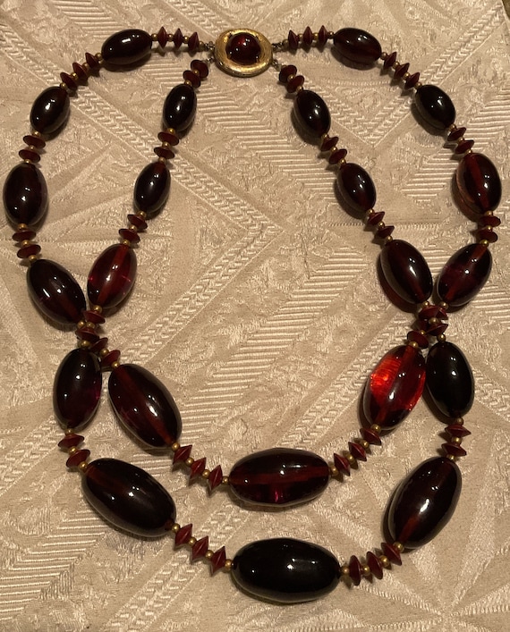 Deco Bakelite RootBeer Double Strand Necklace ce - image 5