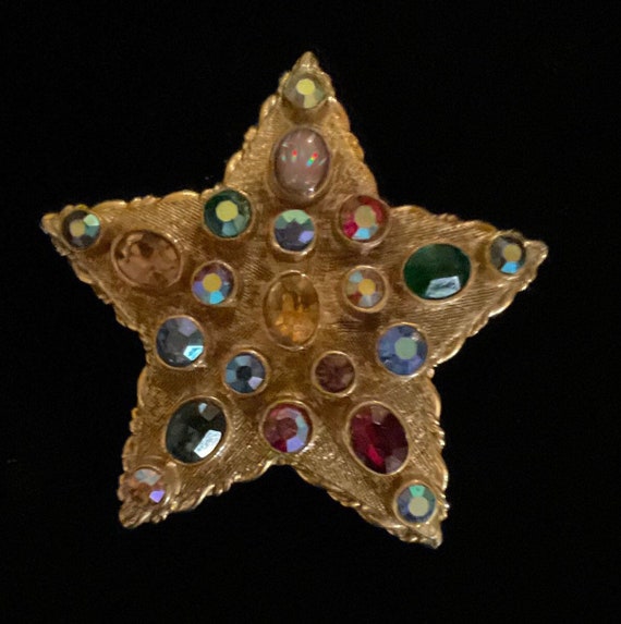 Crystal 'Star Rain' Brooch Gold Tone - Sparkling Star Cluster Brooch For Lapel Or Bag - View #4