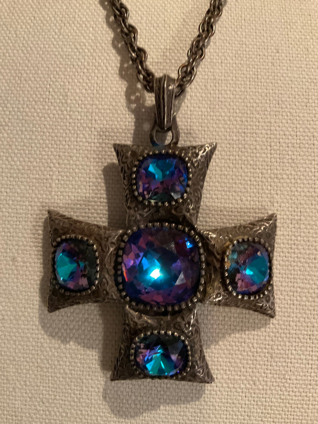 Vintage 1960s Maltese Cross Watermelon Stone by Dalsheim Etsy