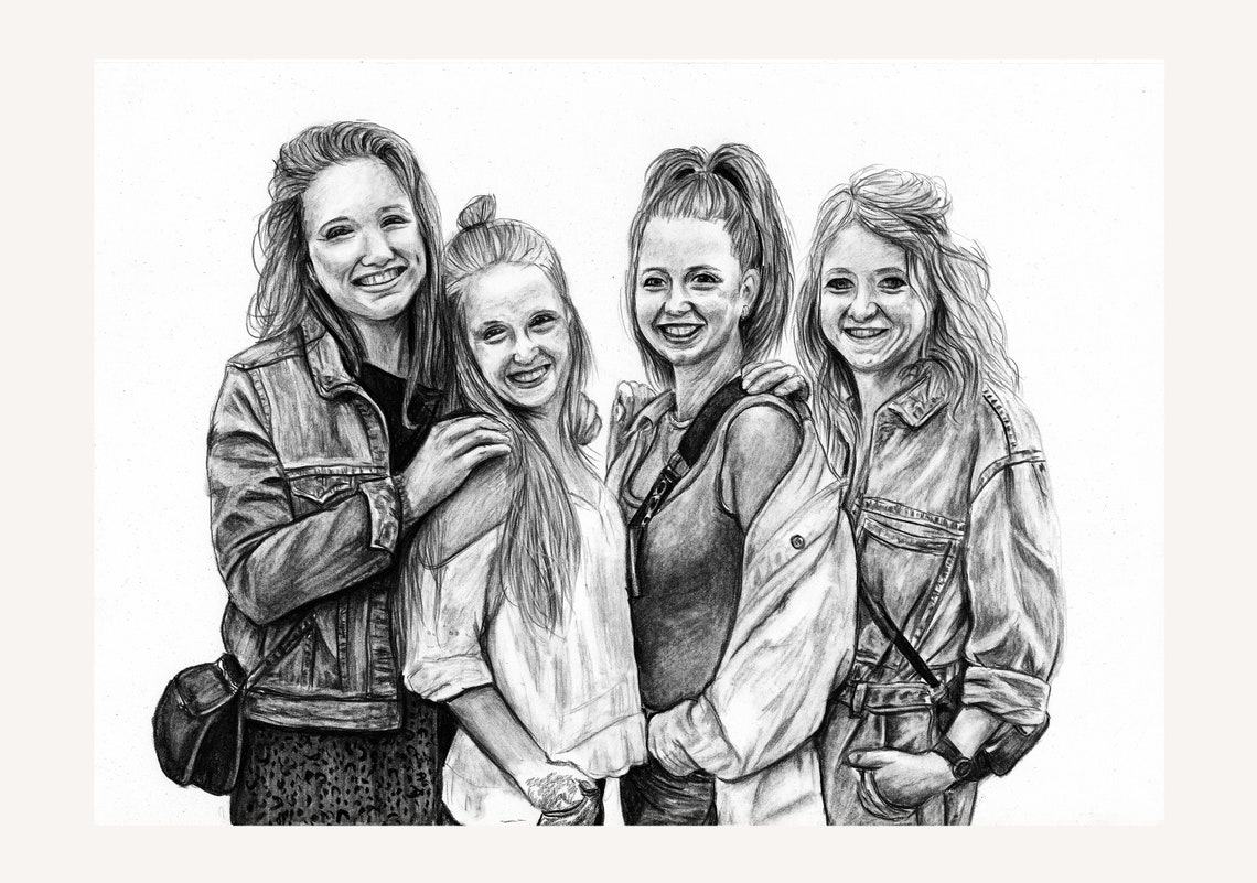 Personalized Black and White Pencil Drawing Girlfriends Etsy