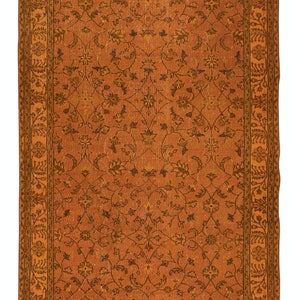 Handmade Floral Patterned Turkish Rug in Orange, Great for Contemporary Interiors. 6x9.8 Ft, BTEK1627