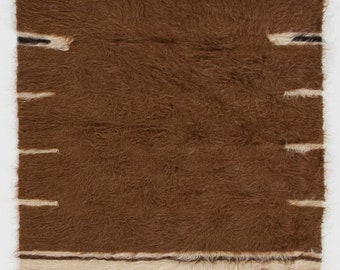 Handmade Soft Mohair Wool Kilim Rug. Floor Covering & Wall Hanging. Sofa Throw, Bed Cover. 2.8x4.2 Ft, BG127.