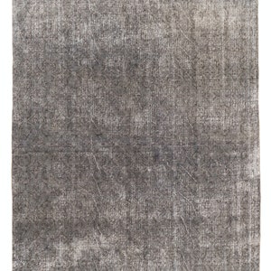 Distressed Vintage Area Rug Overdyed in Gray for Modern Interiors, Handknotted in Turkey. 7x10 Ft, BA358.