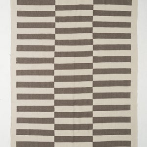 Contemporary Hand-woven Kilim Rug, 100% Natural Undyed Wool, Custom Colors & Sizes. 8x10.7 Ft, BT120