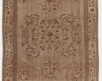 5x8 Ft Handmade Turkish Area Rug in Brown, Woolen Floor Coveng. BC1390