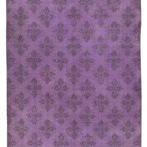 5.3x8.6 Ft Purple Color Handmade Area Rug with Floral Design. Modern Turkish Floor Covering. BTEK1955
