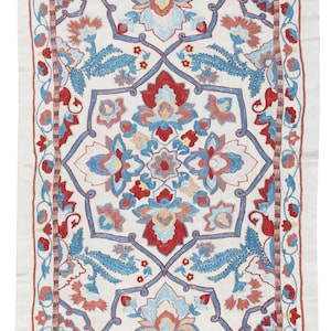 21x35 in Embroidered 100% Silk Wall Hanging, New Tablecloth, Boho Wall Decor, Modern Throw. BST35