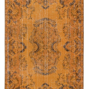 Home Decor Orange Rug, Handmade Central Anatolian Carpet. French Aubusson Rug. 6.2x9.3 Ft, BTEK1129