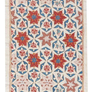 21x34 in 100% Silk Wall Hanging. Embroidered Tablecloth. Boho Wall Decor. Modern Throw. BST62