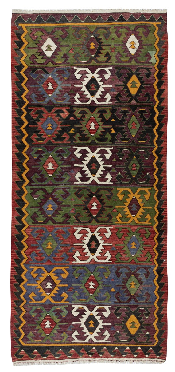 トルコ手織りキリム オールドキリム/トルコキリム・シワス/ジジム織り約243×172cm - 手織り