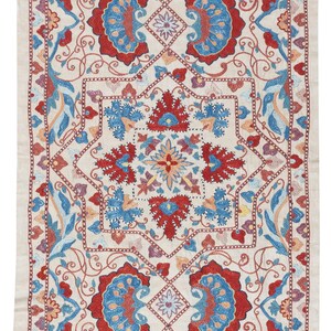 20x34 in Embroidered 100% Silk Wall Hanging. New Tablecloth. Boho Wall Decor. Modern Throw. BST42