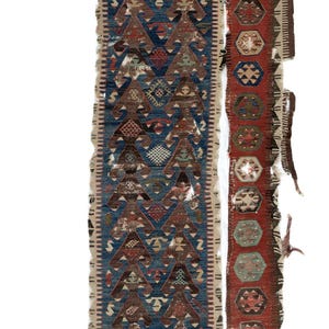 4x14.5 Ft Antique Anatolian Kilim Fragment, 18th Century. BD908