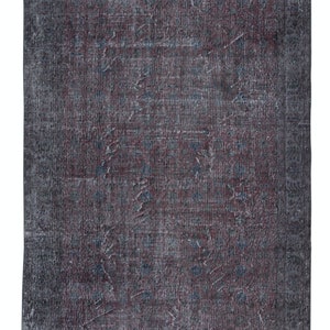 Handmade Area Rug in Gray and Faded Red, Vintage Shabby Chic Carpet, Modern Floor Covering. 6x9.3 Ft, BTEK1186