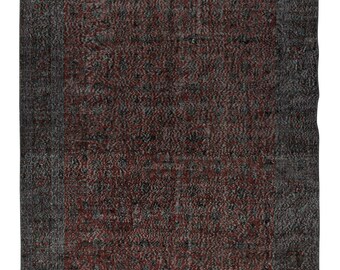 6.5x10.6 Ft Handmade Turkish Wool Area Rug in Burgundy Red, Green, Black and Gray Colors. BTEK0755