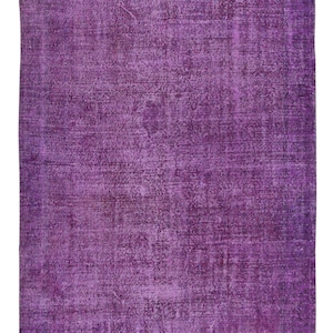 6x9.8 Ft Purple Handmade Indoor Outdoor Rug. Vintage Wool Bohemian Style Carpet. BTEK0928