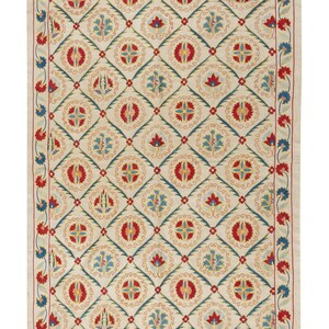 32x74 in Contemporary 100% Silk Wall Hanging. Embroidered Table Runner. Boho Wall Decor. Handmade Tablecloth. BST52