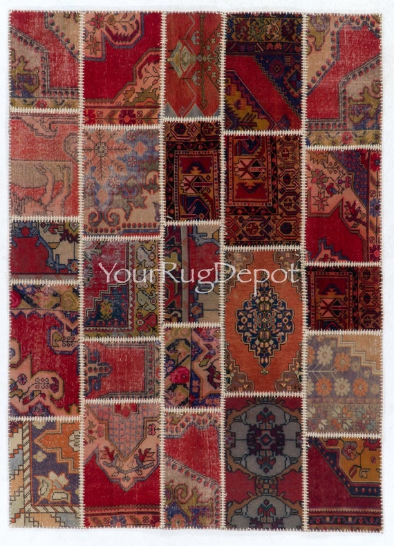 52.5×185.5 Patchwork ViNTAGE TURKiSH RUG Handmade Patchwork Rug Made From Vintage Turkish Village
