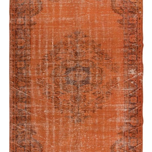 Modern Handmade Turkish Rug in Orange, Great for Contemporary Interiors. 6.3x9.6 Ft, BTEK1050