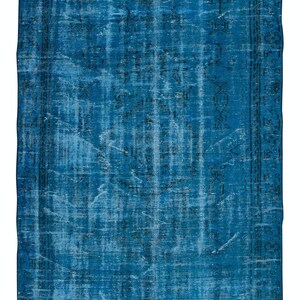 Handmade Turkish Rug for Study Room, Blue Kitchen Rug, Modern Office Carpet, Woolen Floor Covering. 4.8x8 Ft, BTEK1010