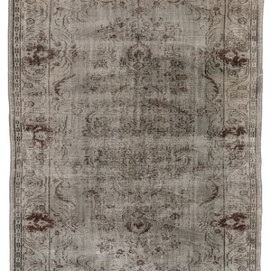 6.3x9 Ft Gray Upcycled Handmade Turkish Area Rug, Modern Living Room Rug BK328.