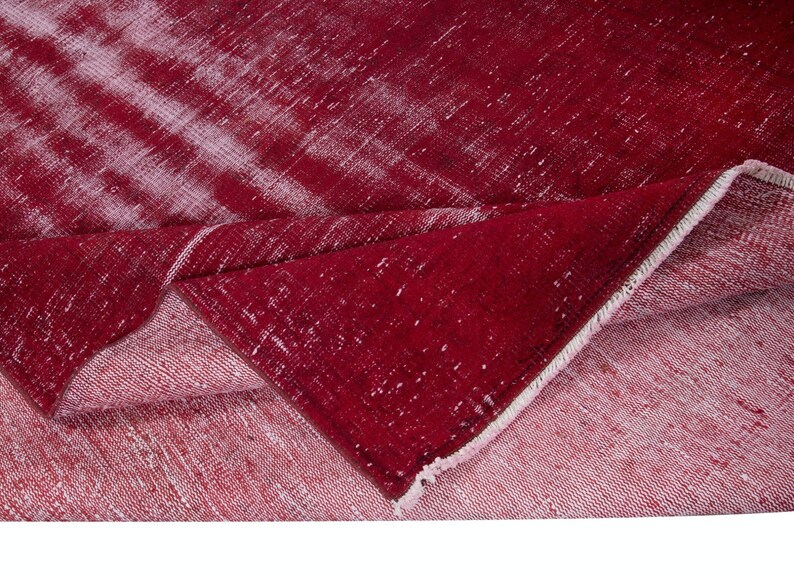 Decorative Turkish Red Area Rug, Handmade Shabby Chic Carpet, Woolen Floor Covering. 6x9.2 Ft, BTEK1364 image 5