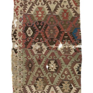2.5x12 Ft Antique Anatolian Kilim Fragment, 18th Century. BD911