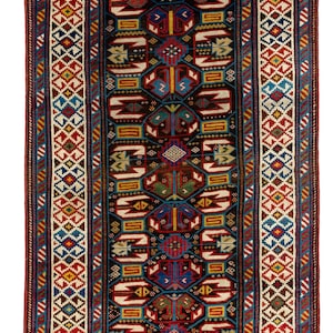 3.8x9.6 Ft Antique Caucasian Kuba Dagestan Runner. Top Shelf Collectors Rug. BA93-B