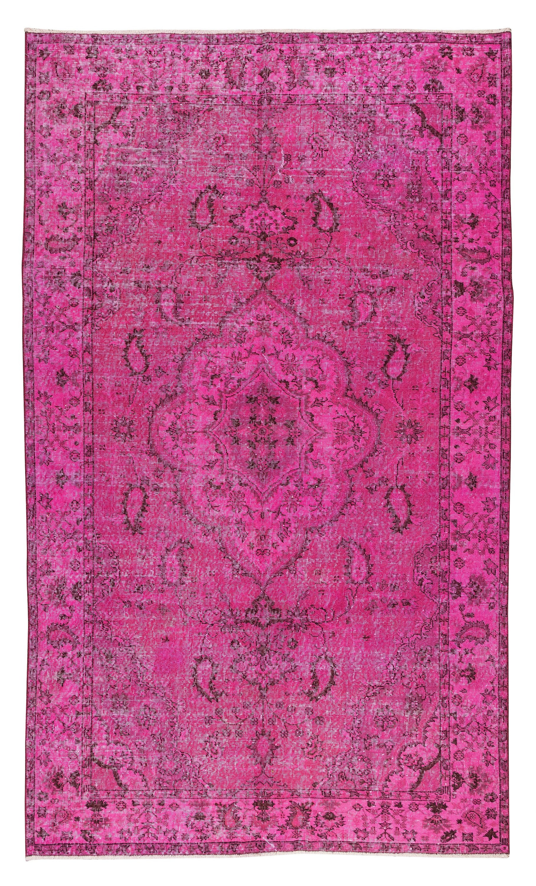 ఃパステルカラーが可愛い子♪ఃトルコ・ヴィンテージラグ pastel/pink 6x10 Ft Handmade Turkish Area Rug Re-dyed in Pink for Modern
