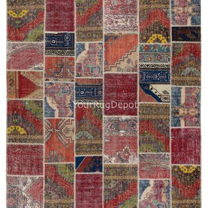 2,5x3m Handgefertigter Türkischer Patchwork Teppich aus Vintage Teppichen, Individuelle Optionen verfügbar. BTEK0079