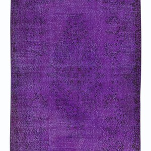 5.3x9 Ft Handmade Violet Purple Re-Dyed Turkish Rug, Upcycled Contemporary Floor Covering, Bohemian Style Carpet. BTEK1402