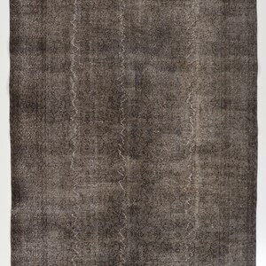 Distressed Area Rug Overdyed in Gray for Modern Interiors, Handknotted in Turkey. 6.5x9.7 Ft, BC228