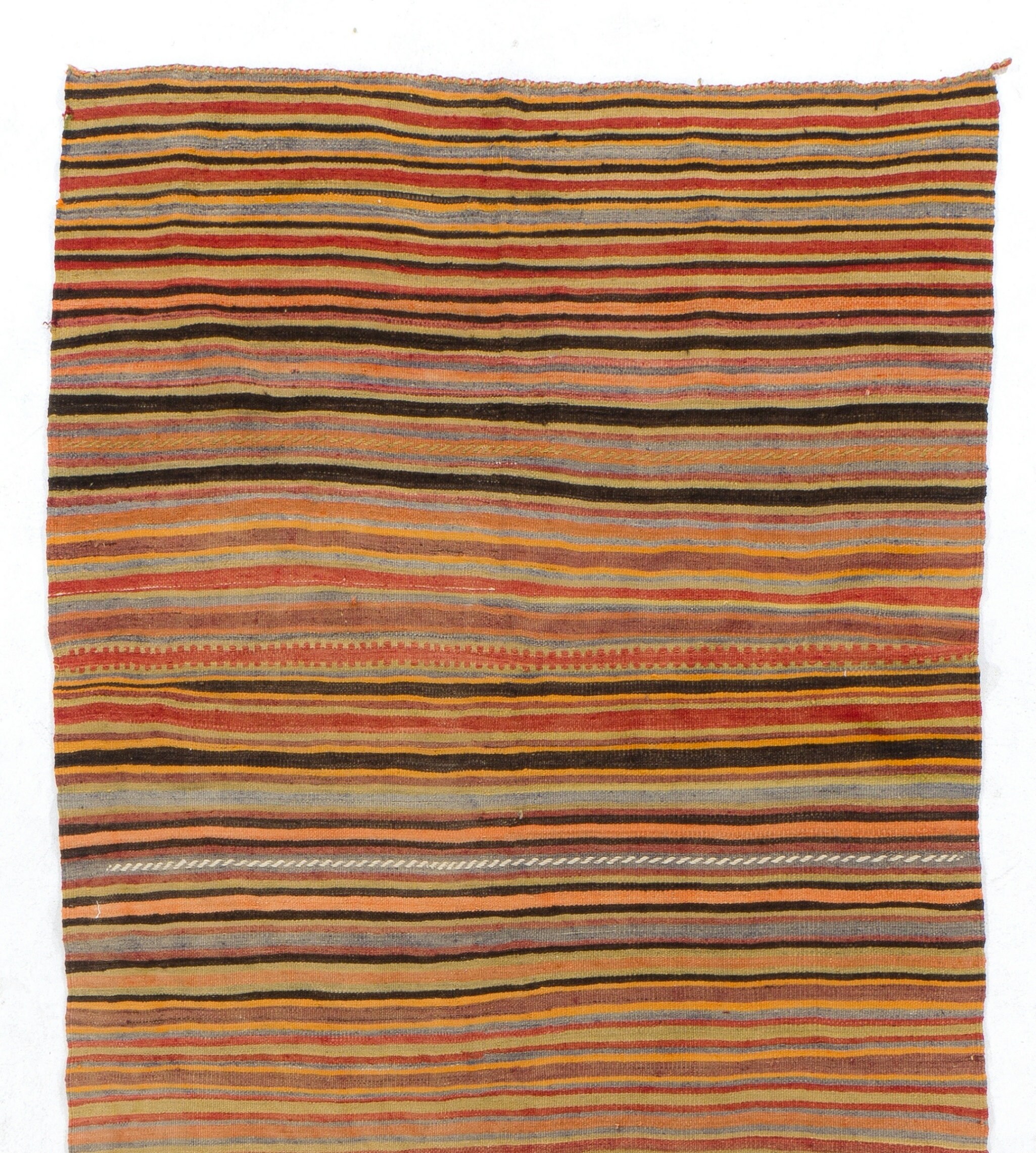 マルチカラー ストライプ ヴィンテージ 手織り トルコ ウール