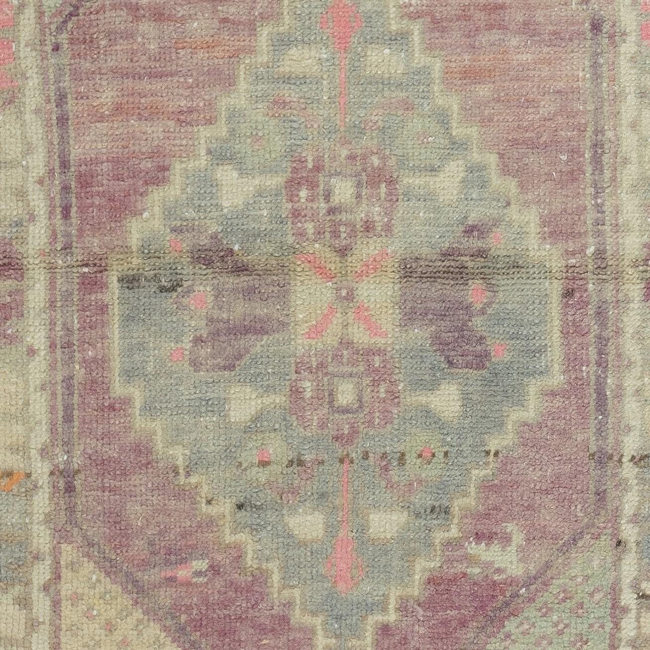 31x47 in One of a Pair Vintage Handmade Scatter Rug. Turkish