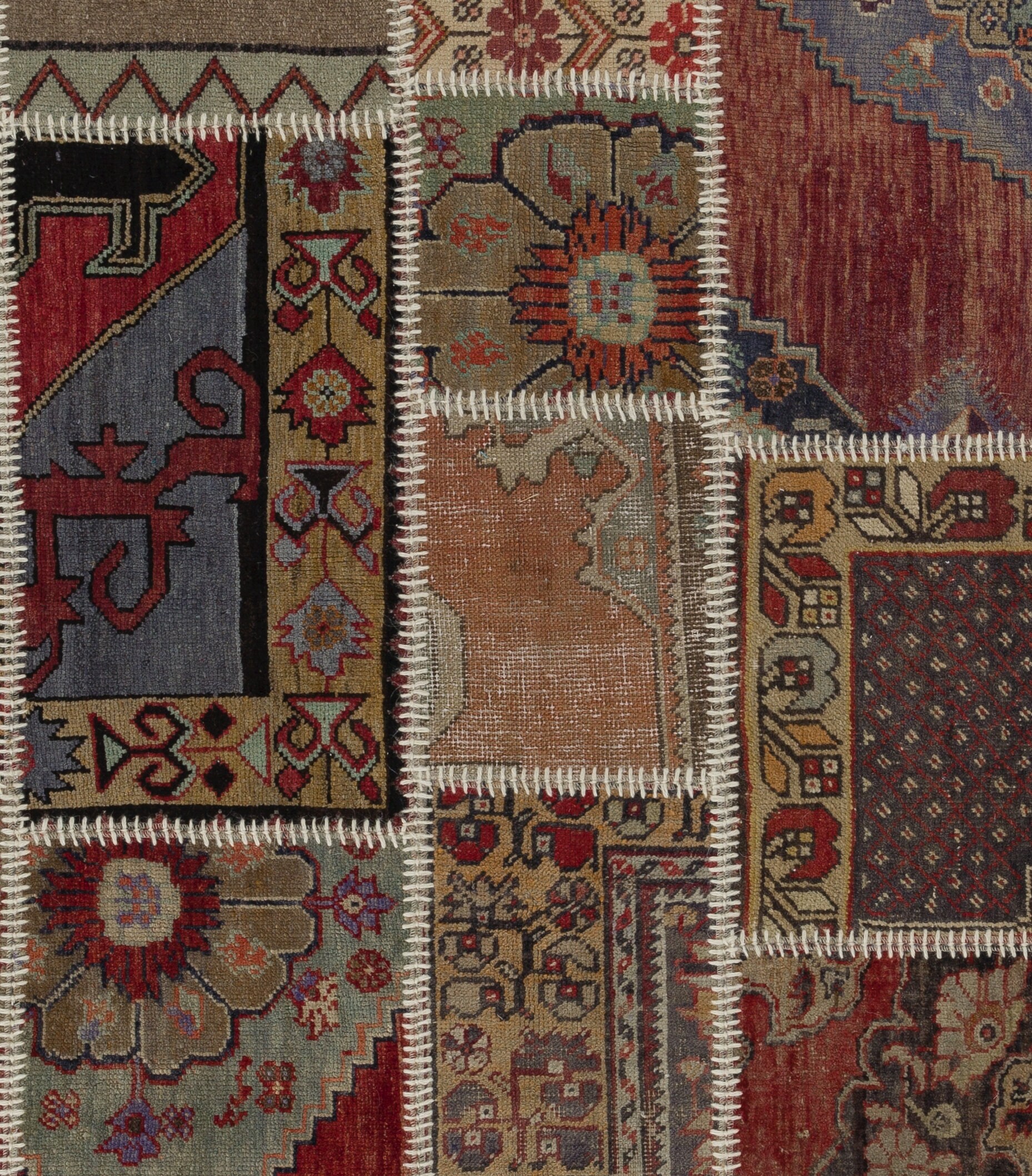 Handmade Patchwork Rug, Authentic Vintage Turkish Carpet, Custom
