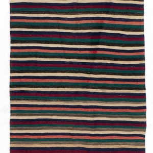 4.7x11.8 Ft Hand-Woven Vintage Turkish Kilim Runner. 100% Wool Flat-Weave Rug. BC965