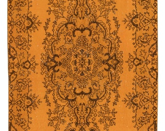 Tappeto arancione per la casa, fatto a mano, tappeto dell'Anatolia centrale. Piccolo tappeto decorativo. 3,6 x 7 piedi, BTEK1153