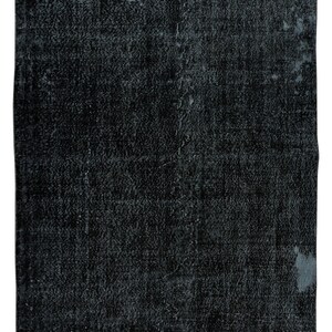 6x9.6 Ft Black Re-Dyed Rug for Modern Interiors, Vintage Handmade Turkish Carpet. BTEK0740