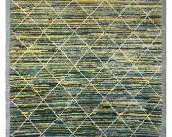 8.2x10.7 Ft Contemporary Moroccan Style Rug. 100% Wool. Hand Knotted Tulu Carpet. BTEK2324