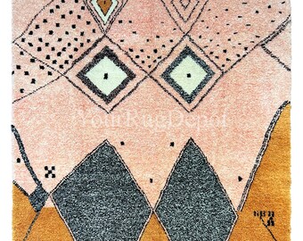 Modern Colorful Moroccan Berber Beni Ourain design Tulu Rug. Custom Options Available. BD962