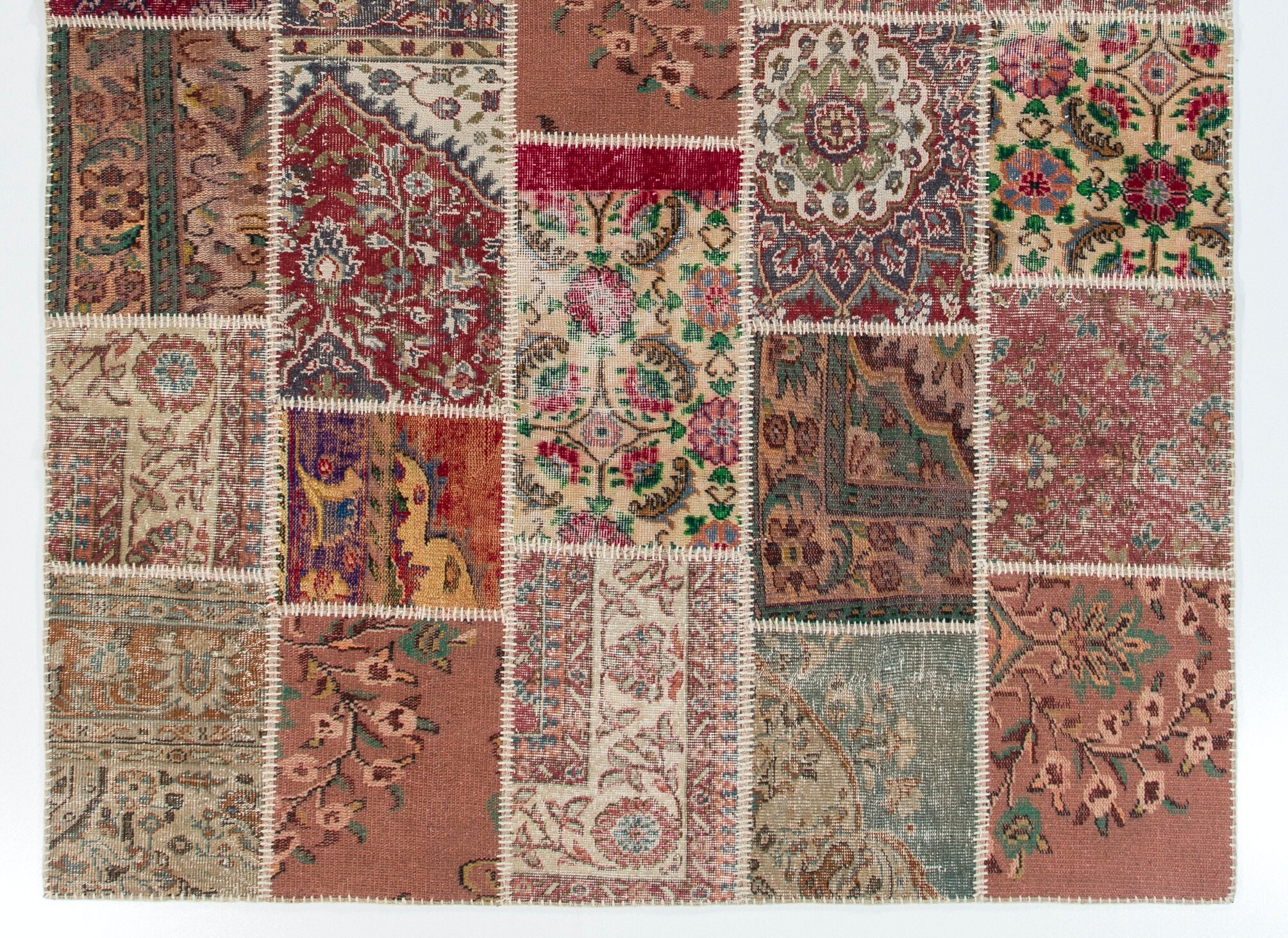 Authentic Patchwork Rug. Vintage Turkish Carpet, Traditional