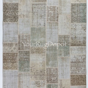 Modern Patchwork Rug. Handmade from Vintage Carpets, Custom Options Available. BD237