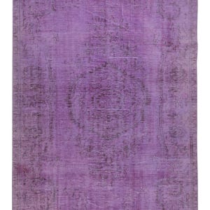 5x8.8 Ft Turkish Floor Rug in Purple Color, Modern Hand Knotted Rug for Kitchen and Living Room. BTEK2037