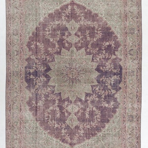 Large Vintage Oushak Area Rug with Soft Colors, Hand-Made Carpet Made in Turkey. 8x11.3 Ft, BC597.