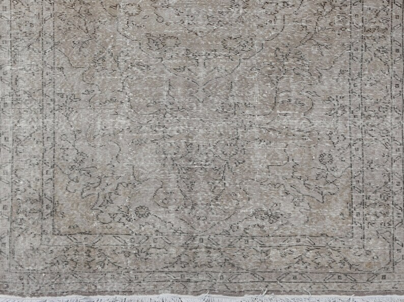 Vintage Garden Design Rug Overdyed in Gray for Modern Interiors ...