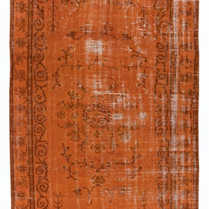 Orange Handmade Turkish Rug, Modern Upcycled Carpet for Home & Office Decor. 5.3x8.5 Ft, BTEK1046