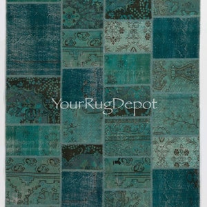 Moderner Patchwork Teppich. Handgefertigt aus neu gefärbten Vintage Teppichen, individuelle Optionen verfügbar. BD12