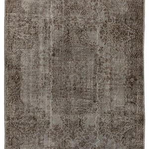 Decorative Area Rug Overdyed in Gray for Modern Interiors, Handmade in Turkey. 5.5x9.2 Ft, BK5.