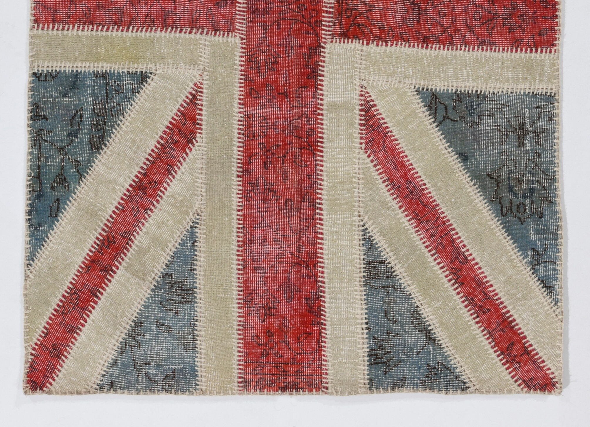 Handmade Union Jack British Flag Design Patchwork Rug Made From Re-dyed ...